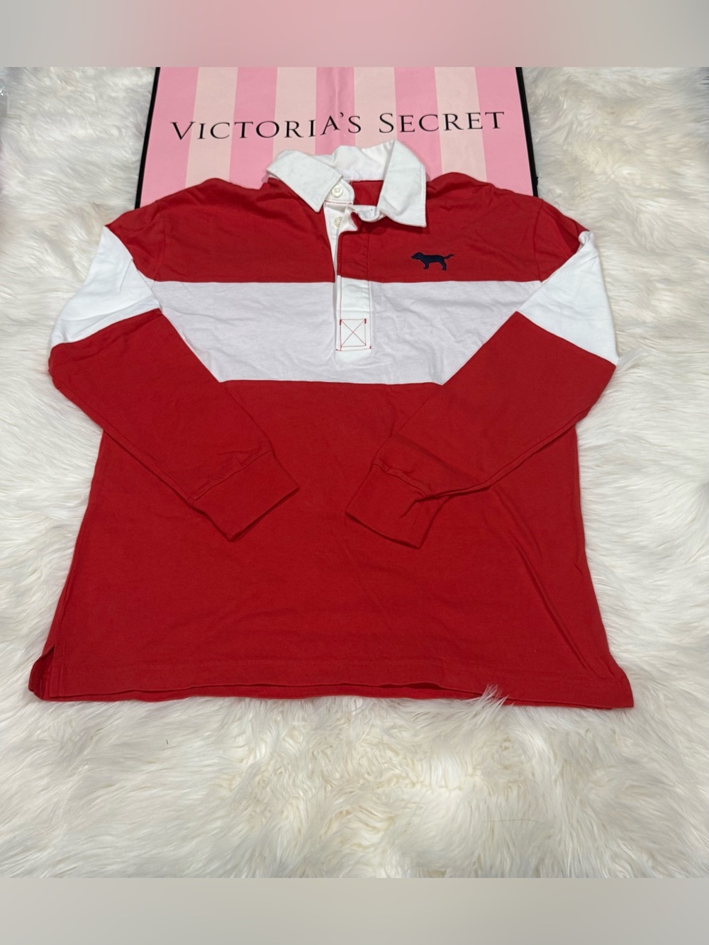 PINK VS Rugby polo color block tee shirt